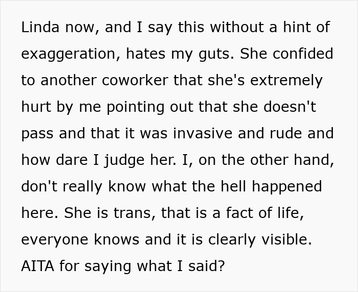 Trans Woman Mad At Coworker Who “Clocked” Her Identity, Which She Thought Was A Secret All Along
