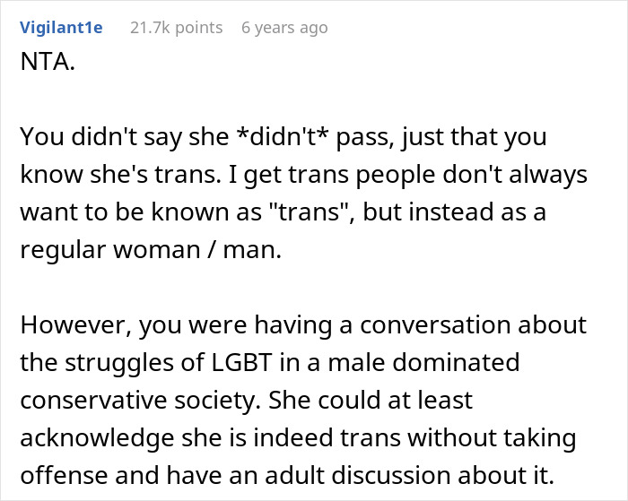 Trans Woman Mad At Coworker Who “Clocked” Her Identity, Which She Thought Was A Secret All Along