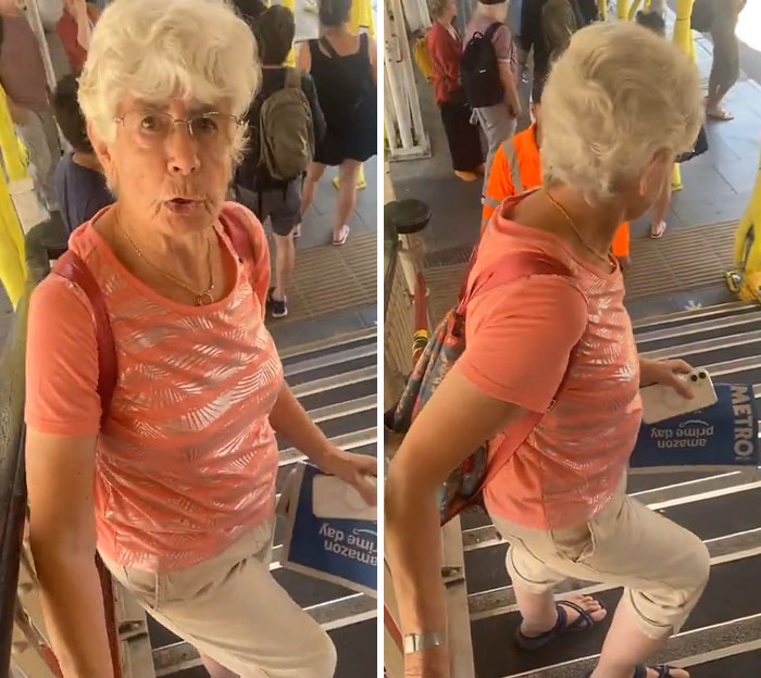 “Male Karen” Refuses To Move For 80YO Woman While “Relaxing” On Public Staircase And Filming Her