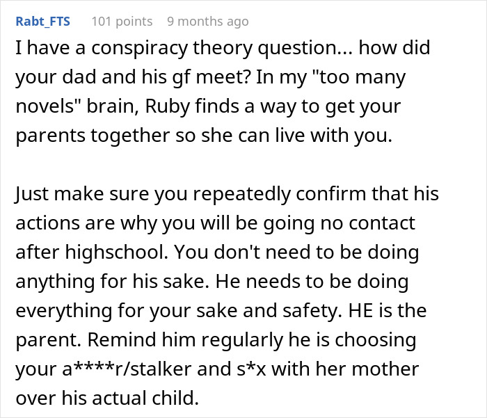 17YO Ditches Home After Dad Lets GF Move In With Her Creepy Daughter Who Harassed Teen Many Times