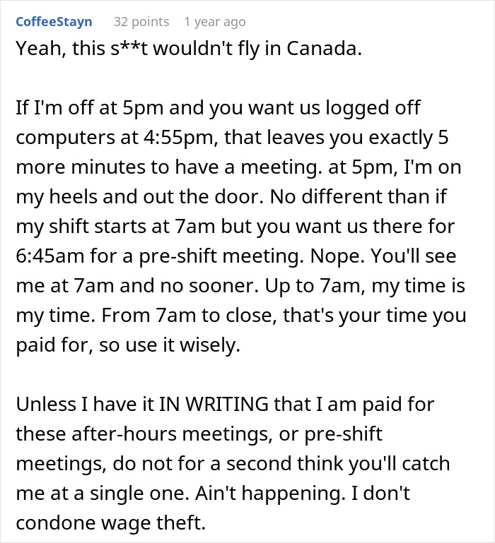 New Hire Doesn&rsquo;t Put Up With Management&rsquo;s Illegal Shenanigans, Makes The Whole Team Do The Same