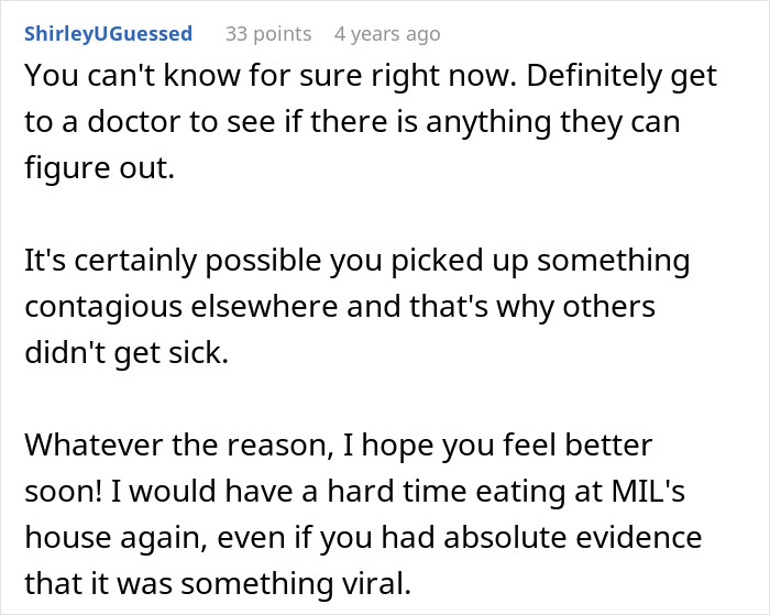 Person Gets Violently Sick After MIL&rsquo;s Birthday Dinner, Starts To Suspect Why