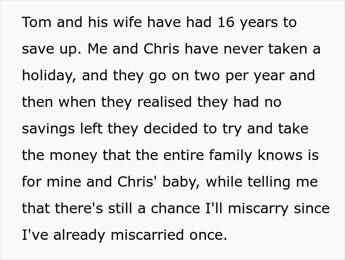 Woman Saves For Her Future Child For Years, Brother Thinks One Cruel Comment Will Get Him The Money
