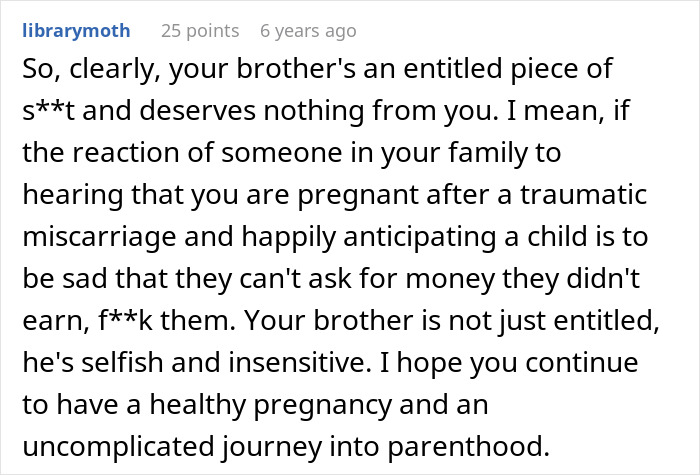 Woman Saves For Her Future Child For Years, Brother Thinks One Cruel Comment Will Get Him The Money