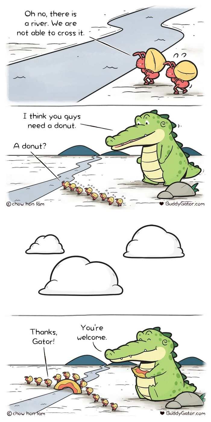 49 Wholesome Comics About An Alligator And His Friends By This Artist (New Pics)