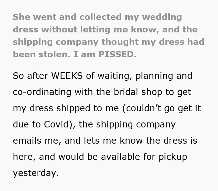 Mom Steals Bride’s Wedding Dress, Has The Nerve To Lie When It’s Literally Lying In Her House
