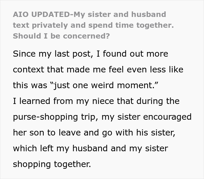 Hubby And Wife’s Sis Text Privately And Spend Time Alone, Wife Gets Called Jealous For Speaking Up