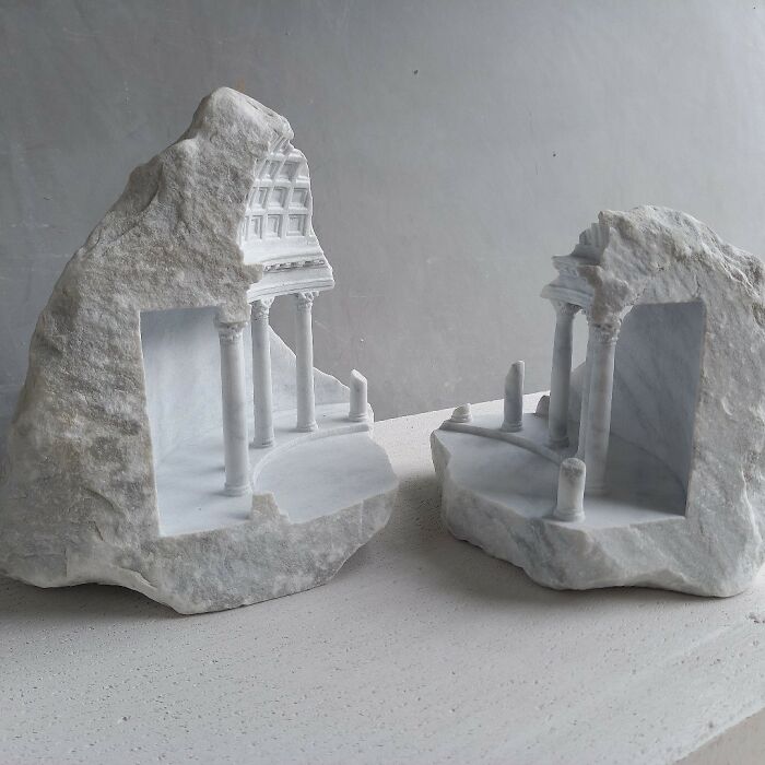 Artist Carves Tiny Architectural Models Of Ancient And Classical Buildings Into Solid Stone (38 New Pics)