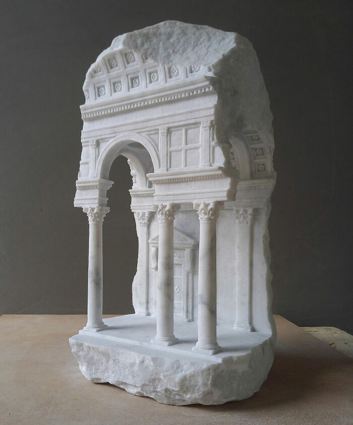 Artist Carves Tiny Architectural Models Of Ancient And Classical Buildings Into Solid Stone (38 New Pics)