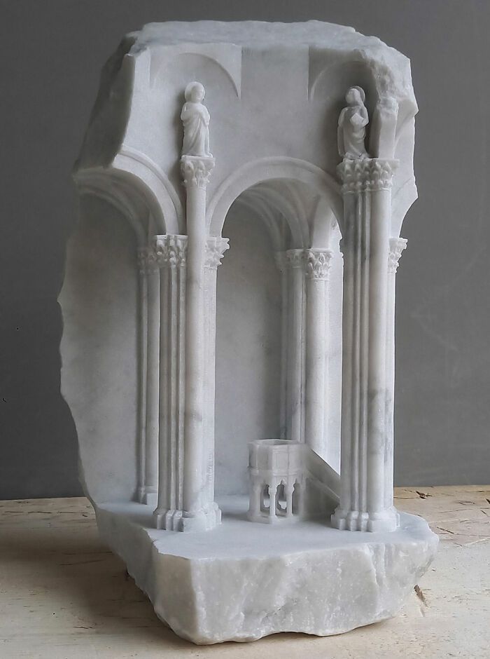 Artist Carves Tiny Architectural Models Of Ancient And Classical Buildings Into Solid Stone (38 New Pics)