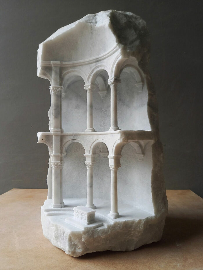 Artist Carves Tiny Architectural Models Of Ancient And Classical Buildings Into Solid Stone (38 New Pics)