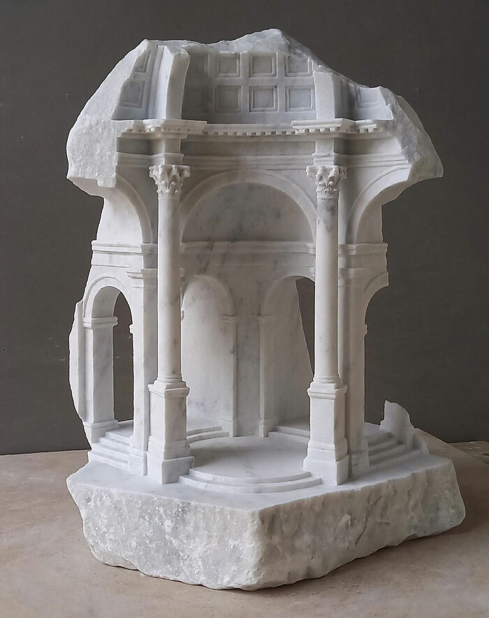 Artist Carves Tiny Architectural Models Of Ancient And Classical Buildings Into Solid Stone (38 New Pics)