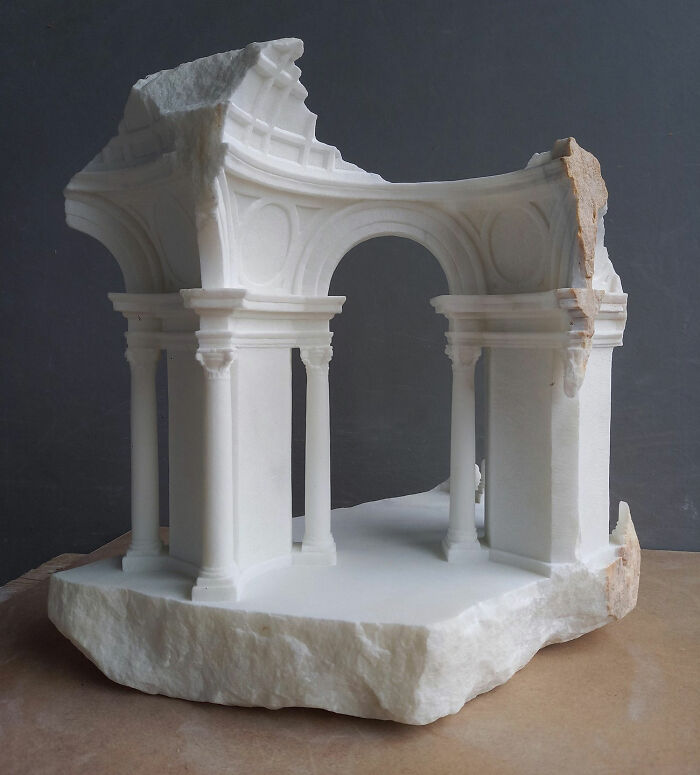 Artist Carves Tiny Architectural Models Of Ancient And Classical Buildings Into Solid Stone (38 New Pics)