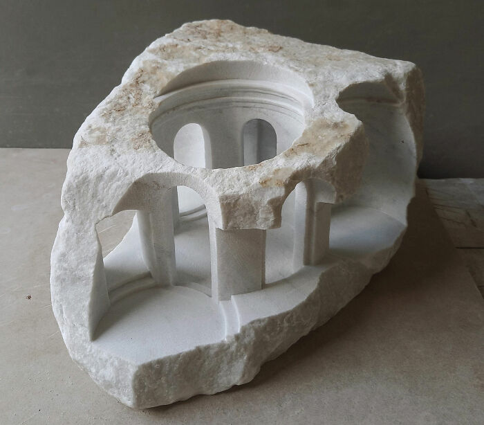 Artist Carves Tiny Architectural Models Of Ancient And Classical Buildings Into Solid Stone (38 New Pics)