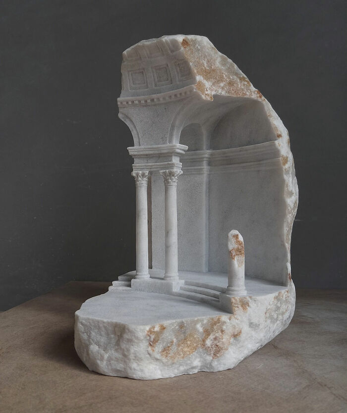 Artist Carves Tiny Architectural Models Of Ancient And Classical Buildings Into Solid Stone (38 New Pics)