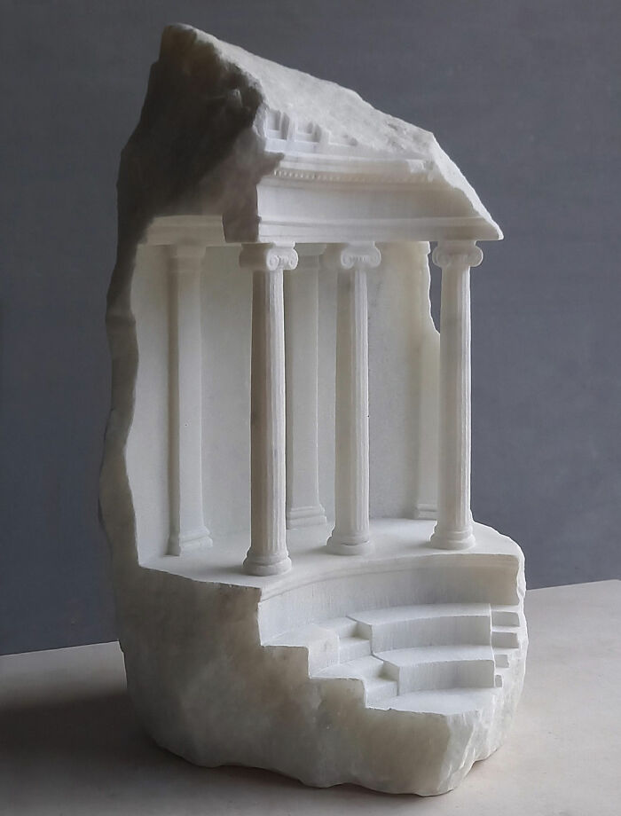 Artist Carves Tiny Architectural Models Of Ancient And Classical Buildings Into Solid Stone (38 New Pics)