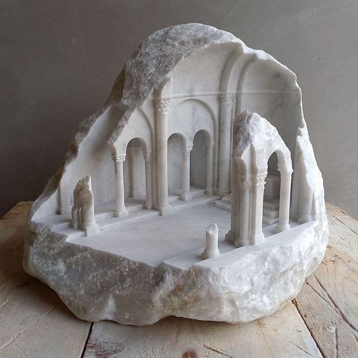 Artist Carves Tiny Architectural Models Of Ancient And Classical Buildings Into Solid Stone (38 New Pics)