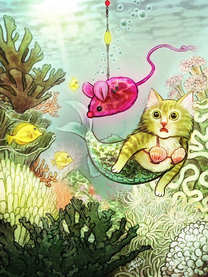 This Artist Creates Funny Illustrations Of Mythical Creatures Living Their Best Lives (21 Pics)