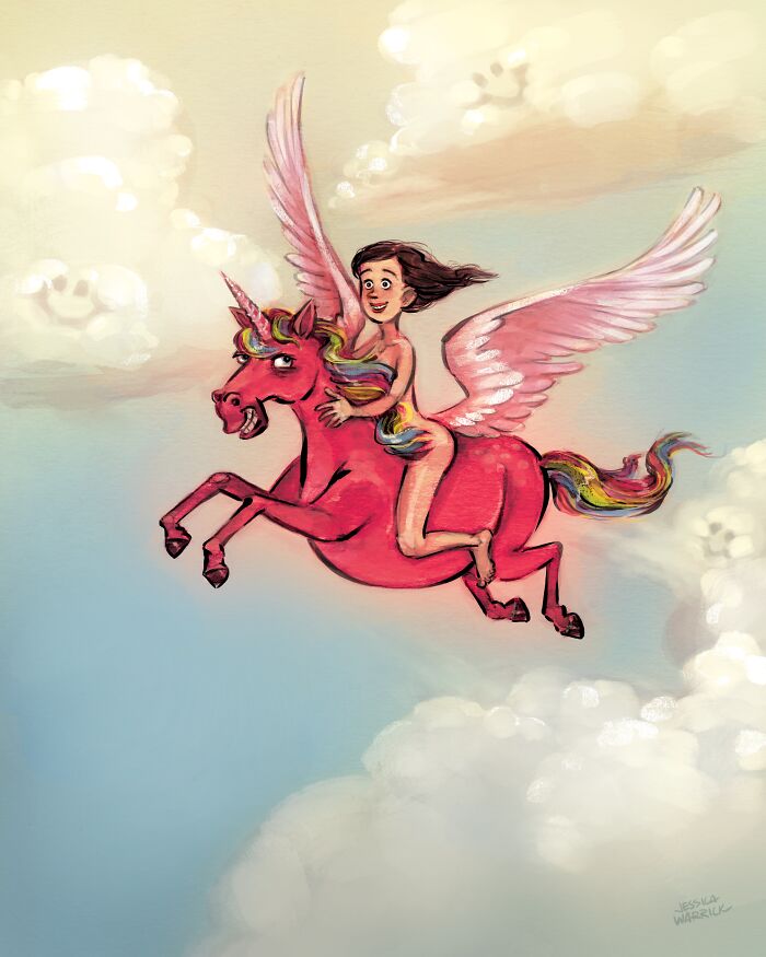 This Artist Creates Funny Illustrations Of Mythical Creatures Living Their Best Lives (21 Pics)