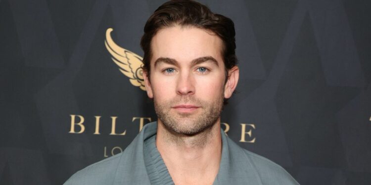 Chace Crawford wearing a sage green structured jacket Chace Crawford wearing a sage green structured jacket