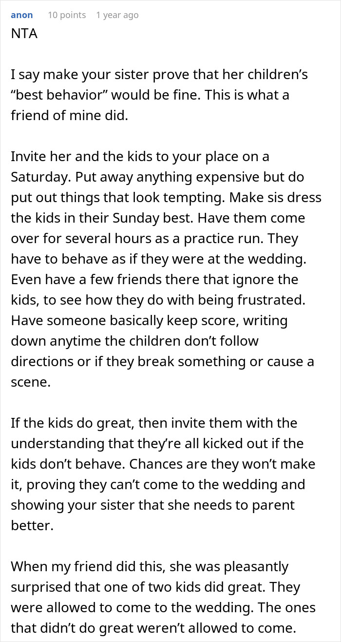 Bride Refuses To Gamble With Her Wedding After Sister Fails To Parent Her Wild Children: “Kids Will Be Kids” Bride Refuses To Gamble With Her Wedding After Sister Fails To Parent Her Wild Children: “Kids Will Be Kids”