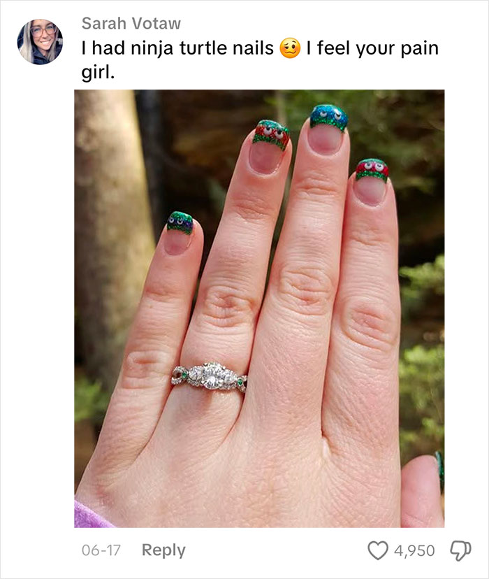 Woman Gets Engaged While Having Hot Dog Nails, Others Share Their Manicures To Make Her Feel Less Alone