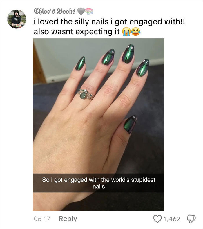 Woman Gets Engaged While Having Hot Dog Nails, Others Share Their Manicures To Make Her Feel Less Alone