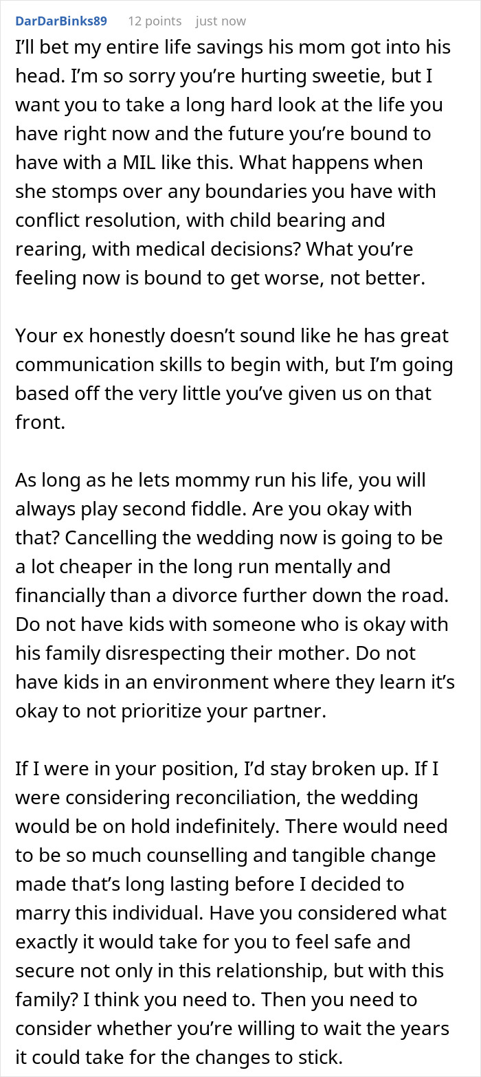 Momma’s Boy Calls Off Wedding, Leaves Fiancée Emotionally Exhausted By Trying To Work Things Out Momma’s Boy Calls Off Wedding, Leaves Fiancée Emotionally Exhausted By Trying To Work Things Out