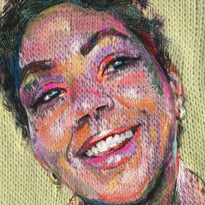 Artist Blends Traditional Knitting With Modern Art To Create Stunning Portraits (33 Pics)