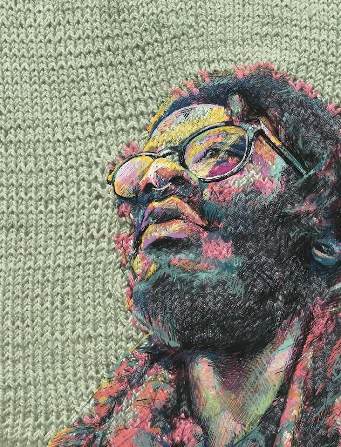 Artist Blends Traditional Knitting With Modern Art To Create Stunning Portraits (33 Pics)