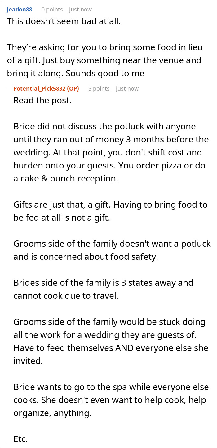 People Are Discussing Bride’s Idea Of A Potluck Wedding And It’s Pretty Triggering For Some People Are Discussing Bride’s Idea Of A Potluck Wedding And It’s Pretty Triggering For Some