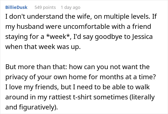 40YO Woman Prioritizes 24YO Friend’s Comfort Over Hubby, Lets Her Stay In Their House Indefinitely