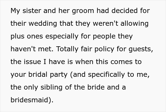 Bride Keeps Bridesmaid&rsquo;s BF Off The Wedding Guest List, Accuses Sister Of Spreading Rumors Later