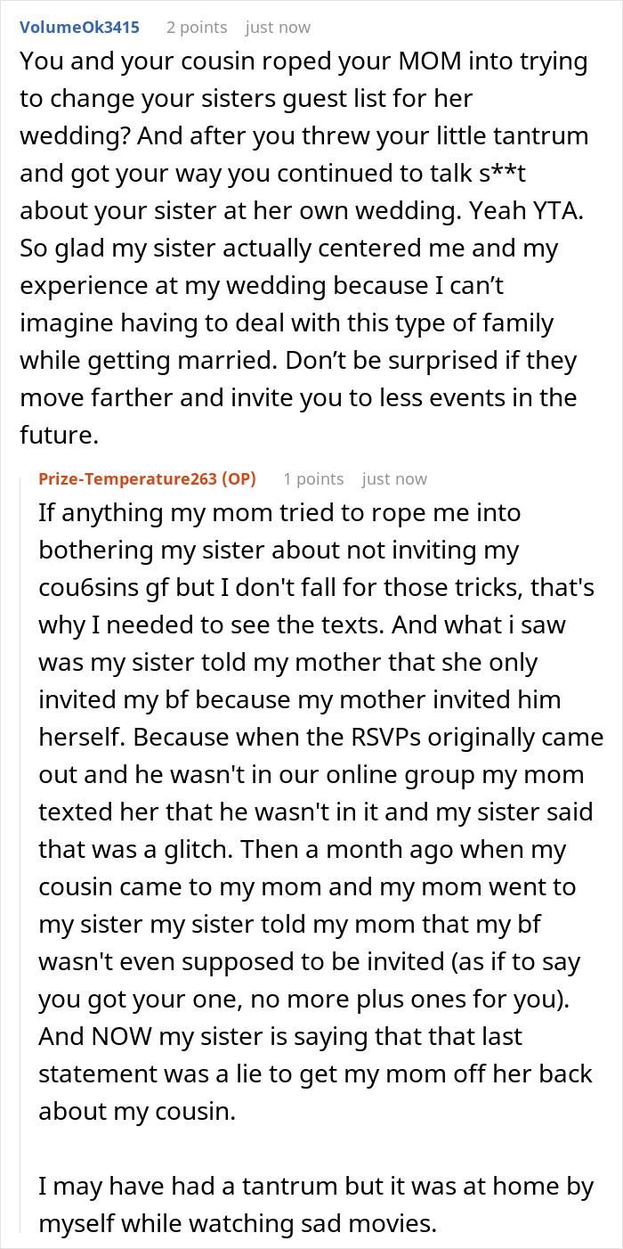 Bride Keeps Bridesmaid&rsquo;s BF Off The Wedding Guest List, Accuses Sister Of Spreading Rumors Later