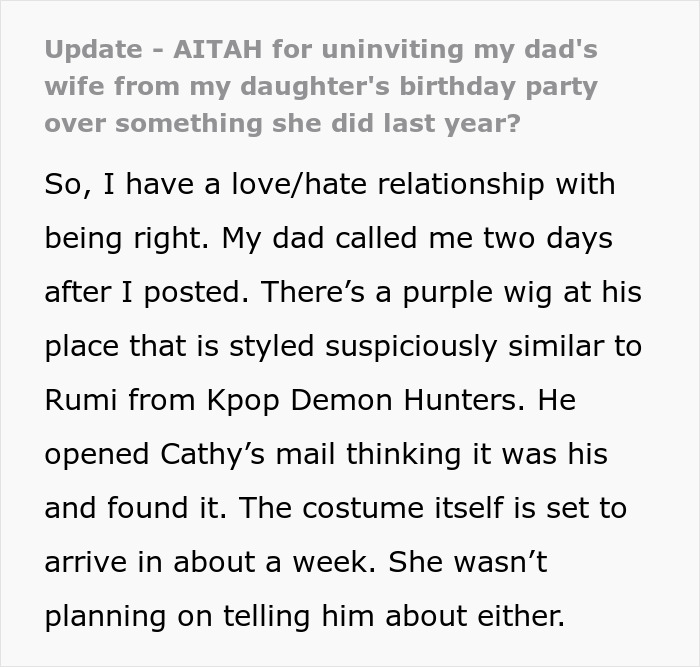 Stepmom Dresses Up As K-Pop Character To Hijack Kid’s Birthday, Gets Banned From Future Parties Stepmom Dresses Up As K-Pop Character To Hijack Kid’s Birthday, Gets Banned From Future Parties