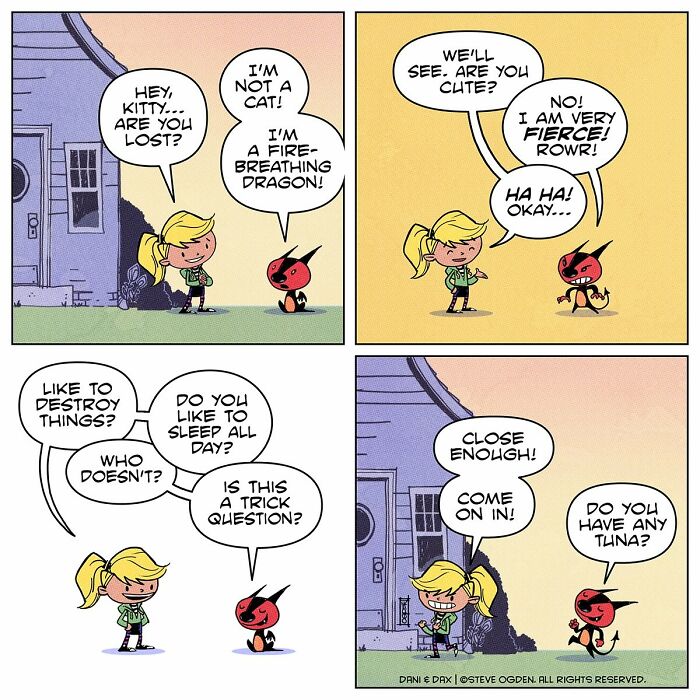 20 Wholesome Comics About A Girl And Her &ldquo;Not-So-Adorable&rdquo; Fire-Breathing Dragon By Steve Ogden