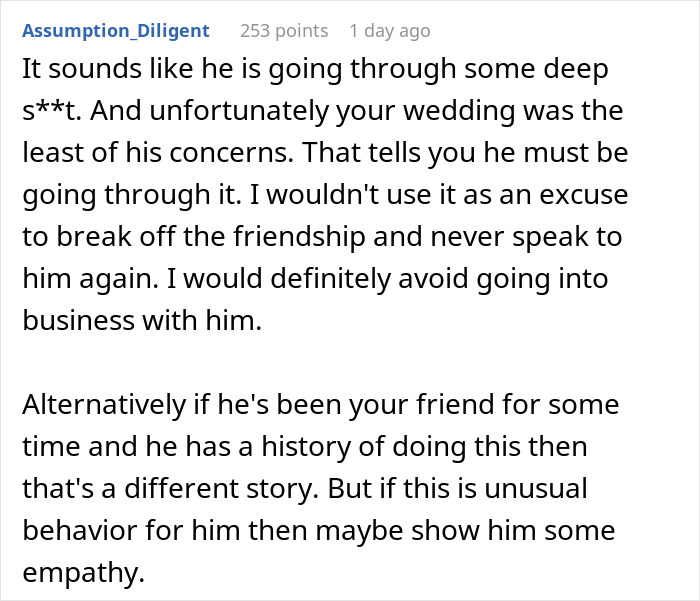 Groom’s Friend Misses Wedding After Showing Up, Sends Emotional Messages About Withdrawal Issues Groom’s Friend Misses Wedding After Showing Up, Sends Emotional Messages About Withdrawal Issues