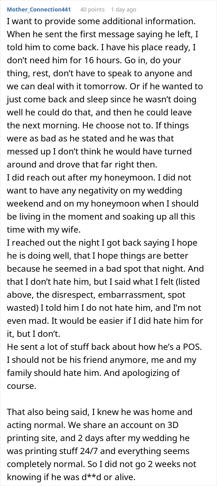 Groom’s Friend Misses Wedding After Showing Up, Sends Emotional Messages About Withdrawal Issues Groom’s Friend Misses Wedding After Showing Up, Sends Emotional Messages About Withdrawal Issues
