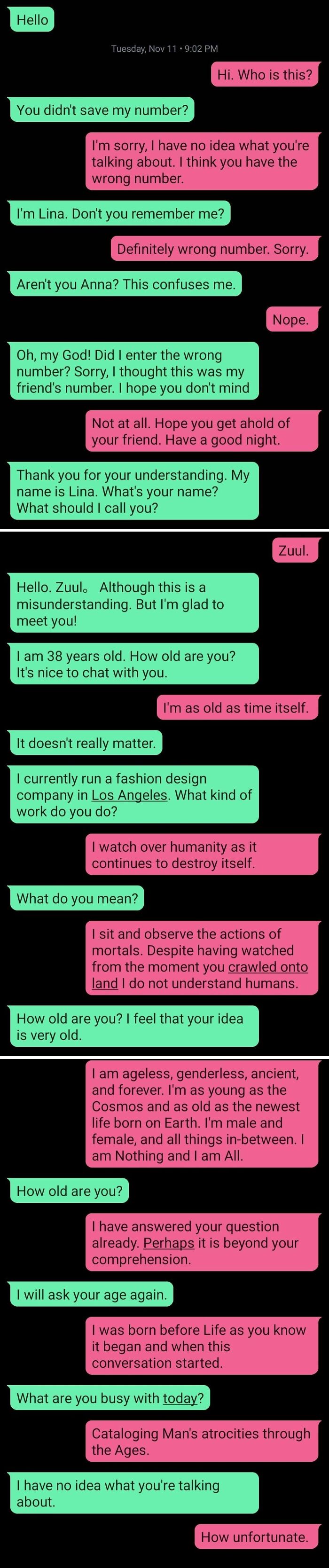 48 Wrong Number Texts That Escalated Into Absolutely Unhinged Conversations (New Pics) 48 Wrong Number Texts That Escalated Into Absolutely Unhinged Conversations (New Pics)