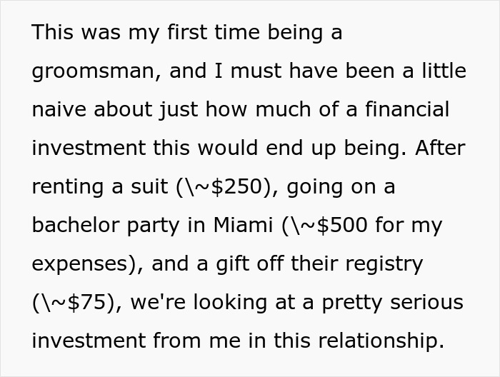 Guy Cancels Wedding For Another Woman, Angry Groomsman Wants Back $850 That He Spent On All Expenses