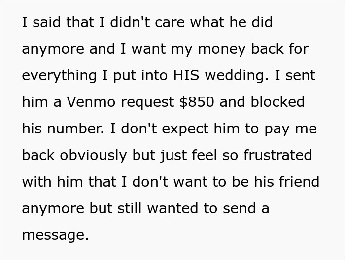 Guy Cancels Wedding For Another Woman, Angry Groomsman Wants Back $850 That He Spent On All Expenses