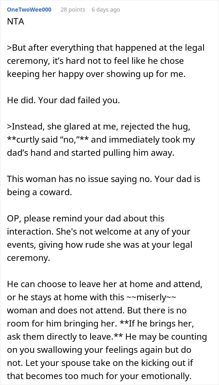 Dad Ruins Bond With Bride Over His GF Of 1.5 Years, Invites Her To Wedding Against Daughter’s Wishes Dad Ruins Bond With Bride Over His GF Of 1.5 Years, Invites Her To Wedding Against Daughter’s Wishes