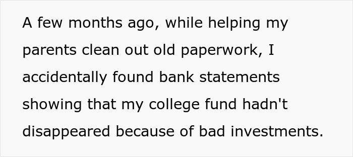 Woman Wants An Apology After Learning Sis Received Her College Fund, Family Says She Should Move On Woman Wants An Apology After Learning Sis Received Her College Fund, Family Says She Should Move On