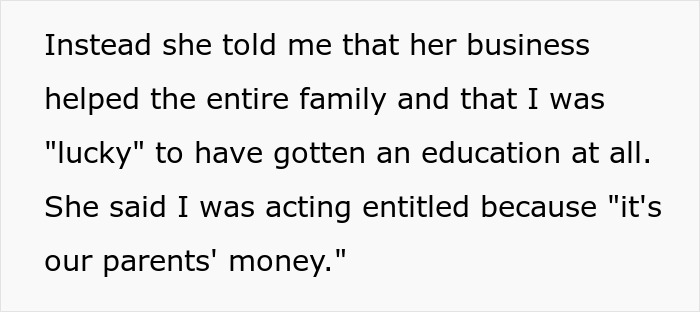 Woman Wants An Apology After Learning Sis Received Her College Fund, Family Says She Should Move On Woman Wants An Apology After Learning Sis Received Her College Fund, Family Says She Should Move On