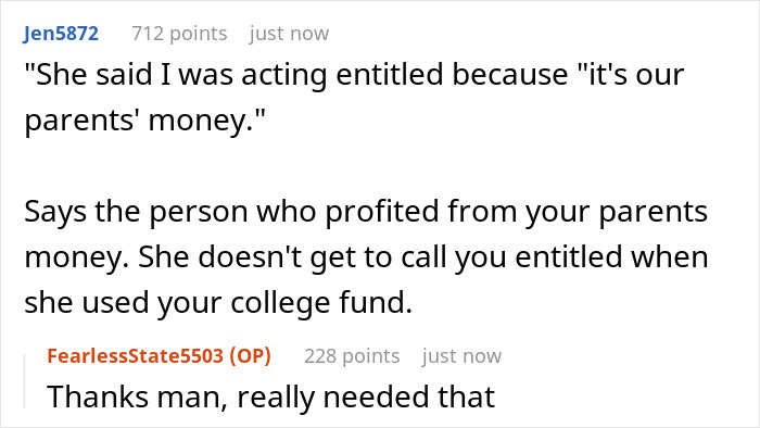 Woman Wants An Apology After Learning Sis Received Her College Fund, Family Says She Should Move On Woman Wants An Apology After Learning Sis Received Her College Fund, Family Says She Should Move On