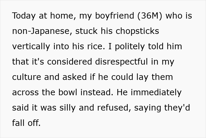 Woman Asks BF To Respect Chopstick Etiquette, He Responds By Switching To Forks Out Of Spite