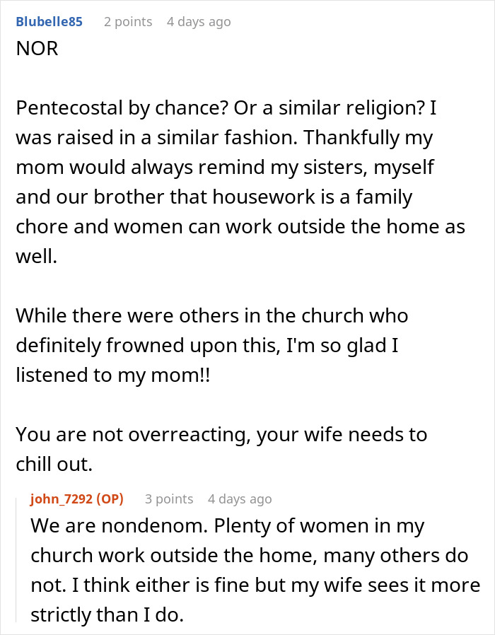 Christian Guy Agrees To Strict Gender Roles In The Family, Upset Wife Actually Enforces Them Christian Guy Agrees To Strict Gender Roles In The Family, Upset Wife Actually Enforces Them