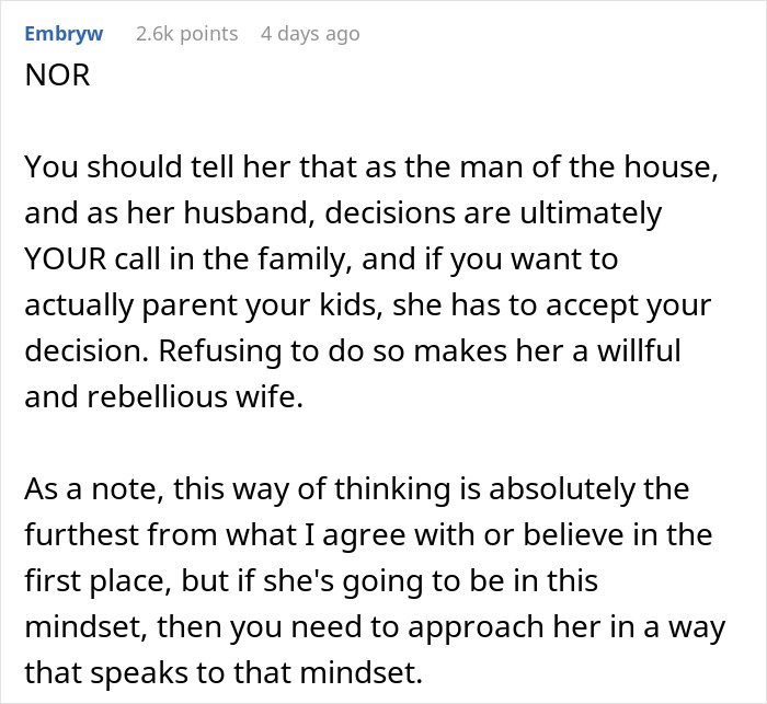 Christian Guy Agrees To Strict Gender Roles In The Family, Upset Wife Actually Enforces Them Christian Guy Agrees To Strict Gender Roles In The Family, Upset Wife Actually Enforces Them
