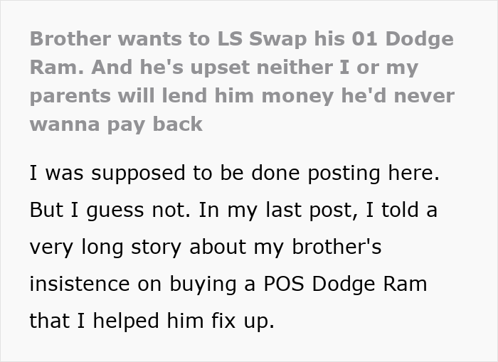 Failed Truck Purchase Turns Into Brothers’ Rivalry, Proving Older Bro’s Desire To Needlessly Compete Failed Truck Purchase Turns Into Brothers’ Rivalry, Proving Older Bro’s Desire To Needlessly Compete