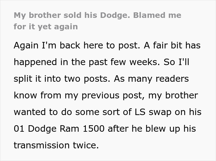 Failed Truck Purchase Turns Into Brothers’ Rivalry, Proving Older Bro’s Desire To Needlessly Compete Failed Truck Purchase Turns Into Brothers’ Rivalry, Proving Older Bro’s Desire To Needlessly Compete